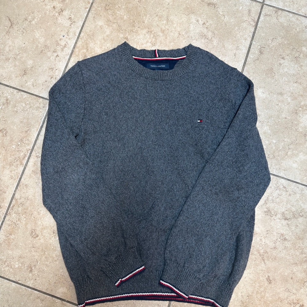 Women’s Large Tommy Hilfiger Charcoal Grey‎ Crewneck Sweater 100% cotton